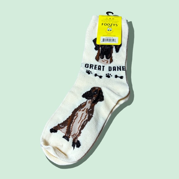 NWT Foozy’s Canine Collection Great Dane Cream Socks Size 9-11 - Picture 4 of 6